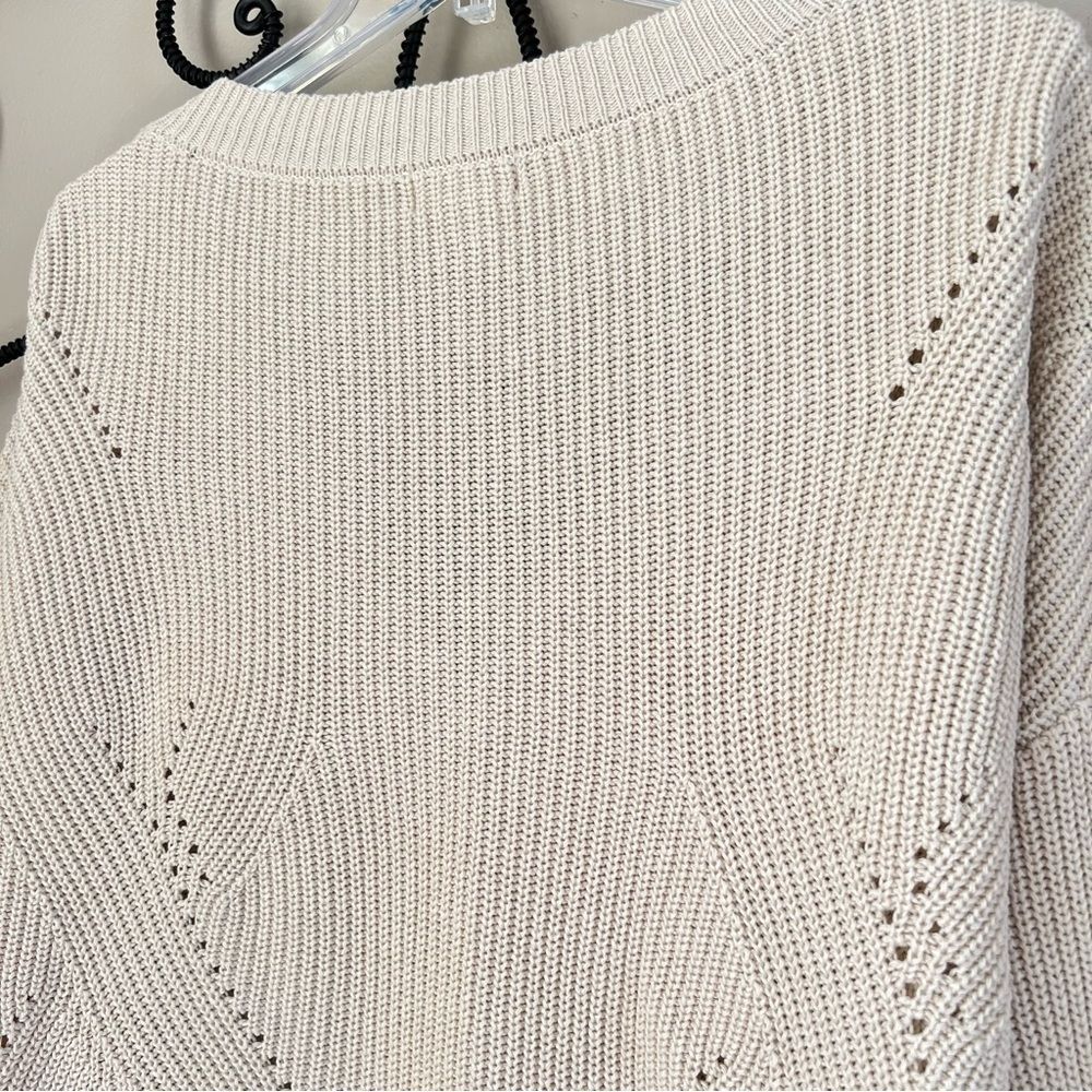 Ivy & Main Cream Pointelle Knit Cropped Cardigan Sweater Soft Girl Boho Chic XL - Picture 11 of 13